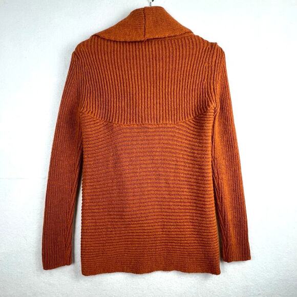 Elisabetta M Mohair/Wool Asymmetric Cardigan Sweater Made In Italy Burnt Siena - Picture 2 of 12